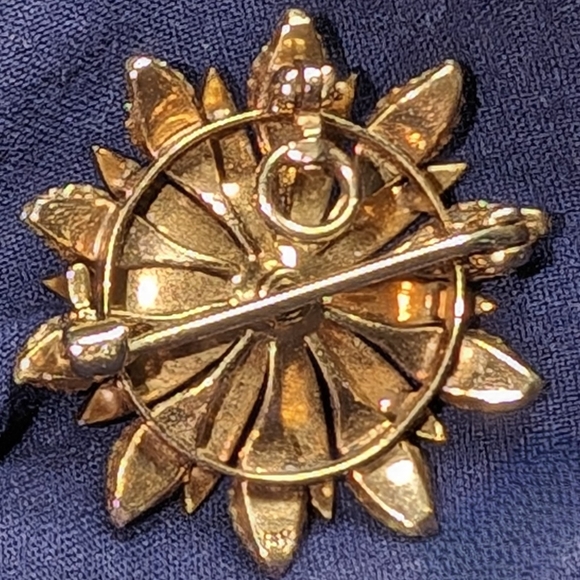 Antique Edwardian 14K Gold Enamel Diamond Seed Pearl Flower Pendant Brooch 1" - Picture 8 of 11